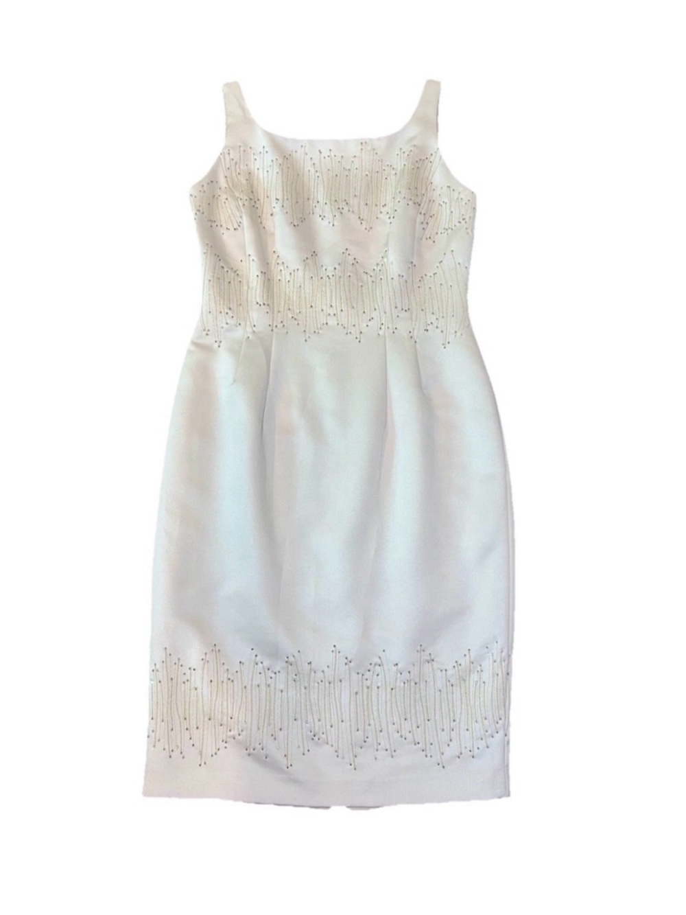 Maggy London Ivory Beaded Dress Size 8 NWT Cocktail Wedding Guest Fringe Sheath